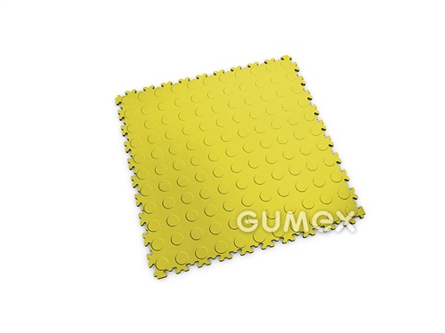 Dlaždica pre stredné zaťaženie FORTELOCK 2080, hrúbka 7mm, 510x510mm, 92°Sh, dezén peniažkový, PVC, žltá